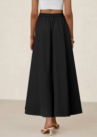 Ruffle High Waisted Casual Long Flowy Maxi Skirts with Pockets