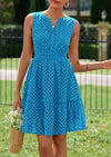 PRETTYGARDEN Women's Summer Dresses Sleeveless V Neck Eyelet Hollow Out Swing A Line Beach Vacation Sun Dress