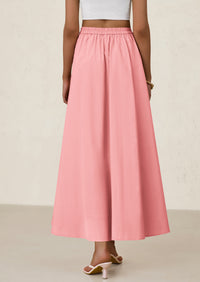 Ruffle High Waisted Casual Long Flowy Maxi Skirts with Pockets