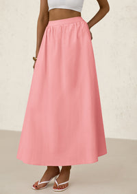 Ruffle High Waisted Casual Long Flowy Maxi Skirts with Pockets