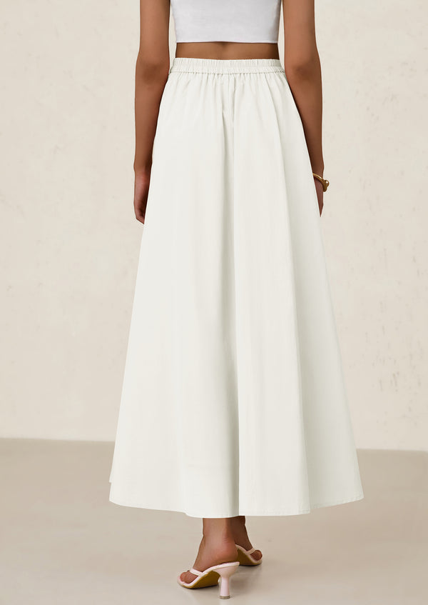 Ruffle High Waisted Casual Long Flowy Maxi Skirts with Pockets