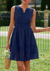 PRETTYGARDEN Women's Summer Dresses Sleeveless V Neck Eyelet Hollow Out Swing A Line Beach Vacation Sun Dress