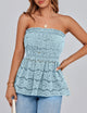 Boho Strapless Off Shoulder Eyelet Smocked Peplum Going Out Tube Tops