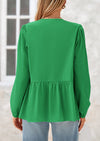 PRETTYGARDEN Women's Spring Fall Babydoll Peplum Blouse Shirt Puff Long Sleeve Bow Tie Front Trendy Cute Y2K Going Out Tops