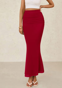 Mermaid Bodycon Trendy Casual High Waisted Ruffle Ruched Long Mesh Skirts