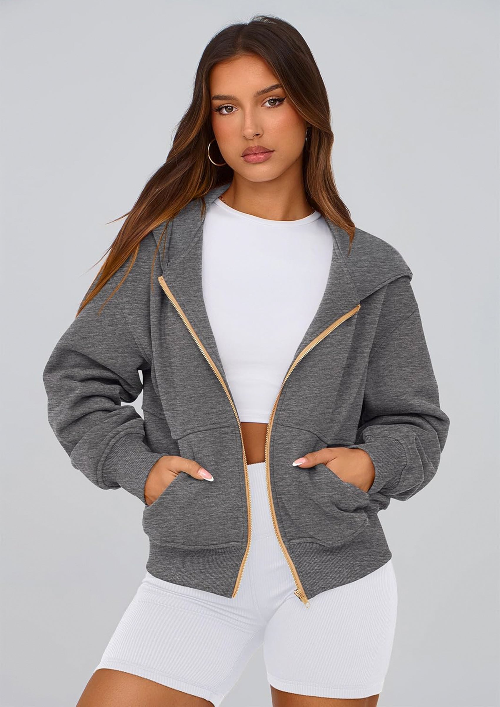 PRETTYGARDEN Hoodies For Women Sweatshirt Zip Up Hoodie Fall Fashion Trendy Long Sleeve Jackets Winter Clothing Outfits