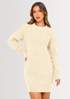 PRETTYGARDEN Sweater Dress for Women Long Puff Sleeve Turtleneck Ribbed Knit Oversized Pullover Winter Short Dress