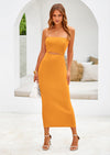 PRETTYGARDEN Women's Summer Midi Bodycon Dress Strapless Cut Out Knit Tube Long Fitted Dresses