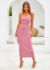 PRETTYGARDEN Women's Summer Midi Bodycon Dress Strapless Cut Out Knit Tube Long Fitted Dresses