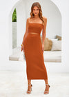 PRETTYGARDEN Women's Summer Midi Bodycon Dress Strapless Cut Out Knit Tube Long Fitted Dresses