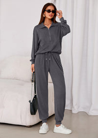 PRETTYGARDEN Women's Fall 2 Piece Lounge Sets Zip Up Sweatshirt Jogger Pants Sweat Track Suits Travel Outfit Winter Clothing