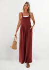 PRETTYGARDEN Women's Bib Overalls Casual Summer Sleeveless Strap Loose Wide Leg Jumpsuits with Pockets