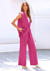 PRETTYGARDEN Women's 2 Piece Outfits Sleeveless Suit Vest and Wide Leg Pants Business Casual Blazer Sets