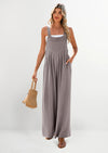 PRETTYGARDEN Women's Bib Overalls Casual Summer Sleeveless Strap Loose Wide Leg Jumpsuits with Pockets