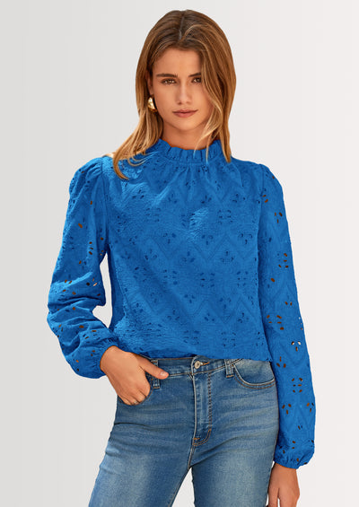 PRETTYGARDEN Womens Tops Dressy Casual Spring Long Sleeve Shirts Embroidered Eyelet Blouses Going Out Outfits