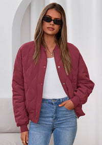 PRETTYGARDEN Women's Quilted Bomber Jacket Fall Fashion Lightweight Cropped Zip up Outerwear Winter Puffer Coats Pockets