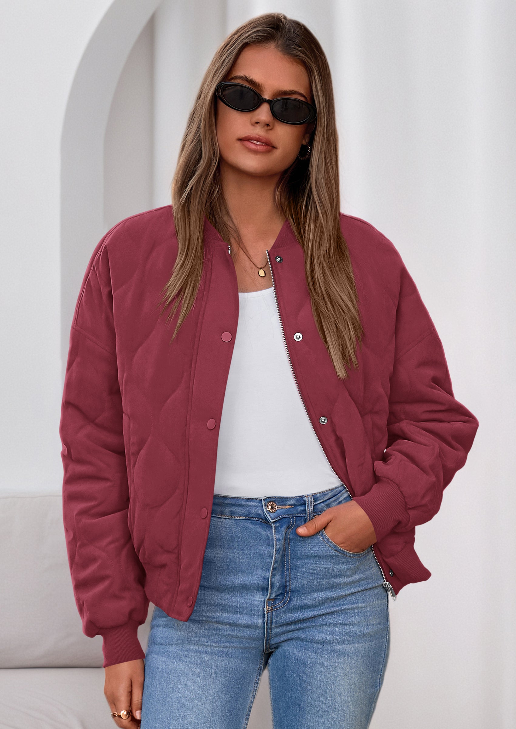 PRETTYGARDEN Women's Quilted Bomber Jacket Fall Fashion Lightweight Cropped Zip up Outerwear Winter Puffer Coats Pockets