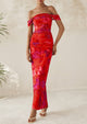 Ruched Bodycon Off Shoulder Floral Mesh Cocktail Party Fitted Maxi Dress