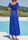 PRETTYGARDEN Womens Summer Smocked Tiered Ruffle A Line Beach Maxi Dresses