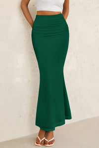 Mermaid Bodycon Trendy Casual High Waisted Ruffle Ruched Long Mesh Skirts