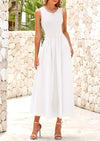 PRETTYGARDEN Women's Maxi Sundress Casual Summer Sleeveless Asymmetrical Drop Waist Patchwork Long Flowy Tank Dresses