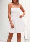 PRETTYGARDEN Women's Bubble Mini Short Dress 2025 Summer Casual A Line Strapless Tube Top Sundress Trendy Smocked Dresses