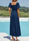 PRETTYGARDEN Womens Summer Smocked Tiered Ruffle A Line Beach Maxi Dresses