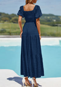 PRETTYGARDEN Womens Summer Smocked Tiered Ruffle A Line Beach Maxi Dresses