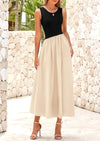 PRETTYGARDEN Women's Maxi Sundress Casual Summer Sleeveless Asymmetrical Drop Waist Patchwork Long Flowy Tank Dresses
