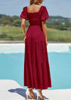 PRETTYGARDEN Womens Summer Smocked Tiered Ruffle A Line Beach Maxi Dresses