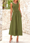 PRETTYGARDEN Women's Maxi Sundress Casual Summer Sleeveless Asymmetrical Drop Waist Patchwork Long Flowy Tank Dresses