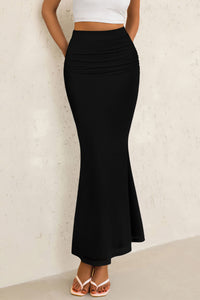 Mermaid Bodycon Trendy Casual High Waisted Ruffle Ruched Long Mesh Skirts