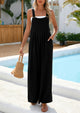 Casual Sleeveless Shoulder Strap Loose Wide Leg Pants