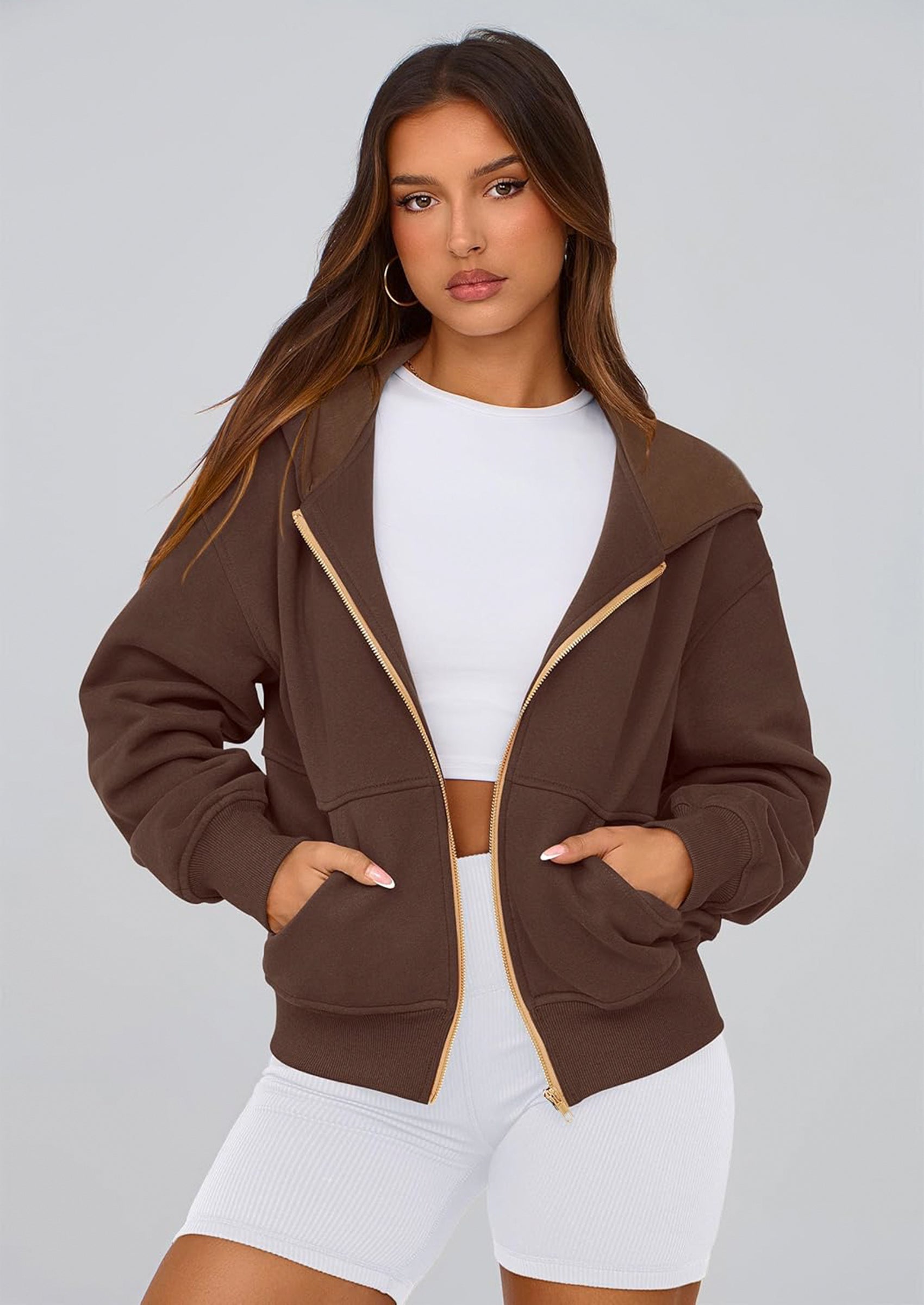 PRETTYGARDEN Hoodies For Women Sweatshirt Zip Up Hoodie Fall Fashion Trendy Long Sleeve Jackets Winter Clothing Outfits