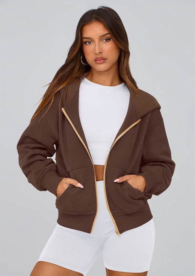 PRETTYGARDEN Hoodies For Women Sweatshirt Zip Up Hoodie Fall Fashion Trendy Long Sleeve Jackets Winter Clothing Outfits