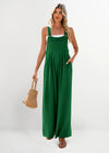 PRETTYGARDEN Women's Bib Overalls Casual Summer Sleeveless Strap Loose Wide Leg Jumpsuits with Pockets