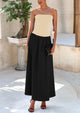 Strapless Patchwork Long Flowy Elegant Tube Top Maxi Dresses with Pockets