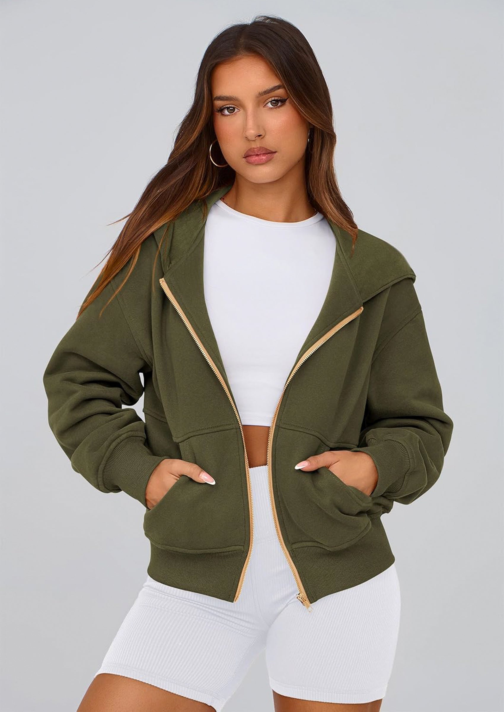 PRETTYGARDEN Hoodies For Women Sweatshirt Zip Up Hoodie Fall Fashion Trendy Long Sleeve Jackets Winter Clothing Outfits