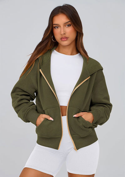 PRETTYGARDEN Hoodies For Women Sweatshirt Zip Up Hoodie Fall Fashion Trendy Long Sleeve Jackets Winter Clothing Outfits