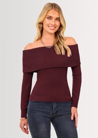PRETTYGARDEN Women's Fall Off Shoulder Sweaters Y2K Long Sleeve Ribbed Knit Fitted Pullover Winter Date Night Tops Blouse