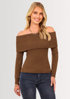 PRETTYGARDEN Women's Fall Off Shoulder Sweaters Y2K Long Sleeve Ribbed Knit Fitted Pullover Winter Date Night Tops Blouse