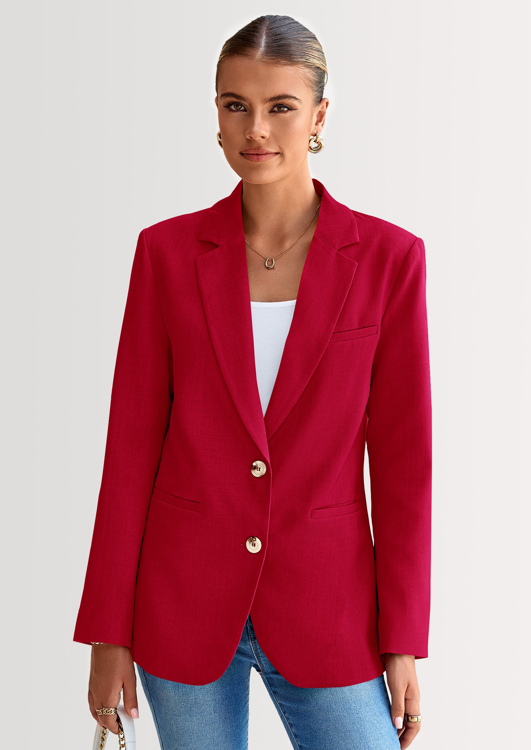 PRETTYGARDEN Blazers for Women Business Casual Long Sleeve Lapel Open Front Suit Jacket Work Blazer with Pockets