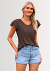 PRETTYGARDEN Summer Tops for Women Spring Trendy Fashion Clothes Casual Ruffle V Neck Short Sleeve Shirts Blouses