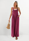 PRETTYGARDEN Women's Bib Overalls Casual Summer Sleeveless Strap Loose Wide Leg Jumpsuits with Pockets