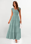 PRETTYGARDEN Women's Flowy Maxi Dress Casual Cap Sleeve V Neck Smocked Beach Sundress