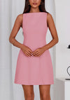PRETTYGARDEN Womens Formal Short Dresses Summer Sleeveless Boat Neck A Line Elegant Mini Cocktail Party Dress