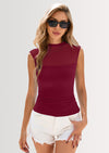 PRETTYGARDEN Women's Summer Sheer Mesh Tank Tops Trendy Casual Sleeveless Mock Neck Ruched Slim Fitted Going Out Shirts