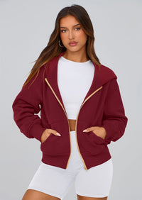 PRETTYGARDEN Hoodies For Women Sweatshirt Zip Up Hoodie Fall Fashion Trendy Long Sleeve Jackets Winter Clothing Outfits