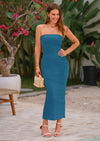 PRETTYGARDEN Women's Ribbed Maxi Bodycon Dress Summer Strapless Tube Y2K Party Club Long Dresses