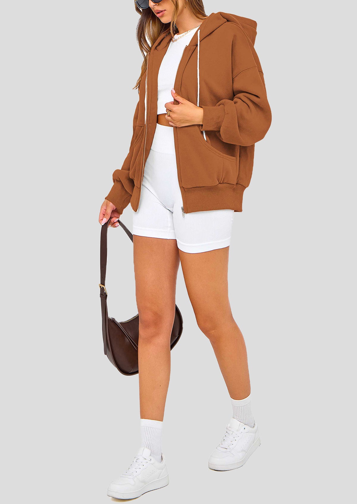 Zip Up Long Sleeve Loose Fit Y2K Casual Hoodies Cardigan